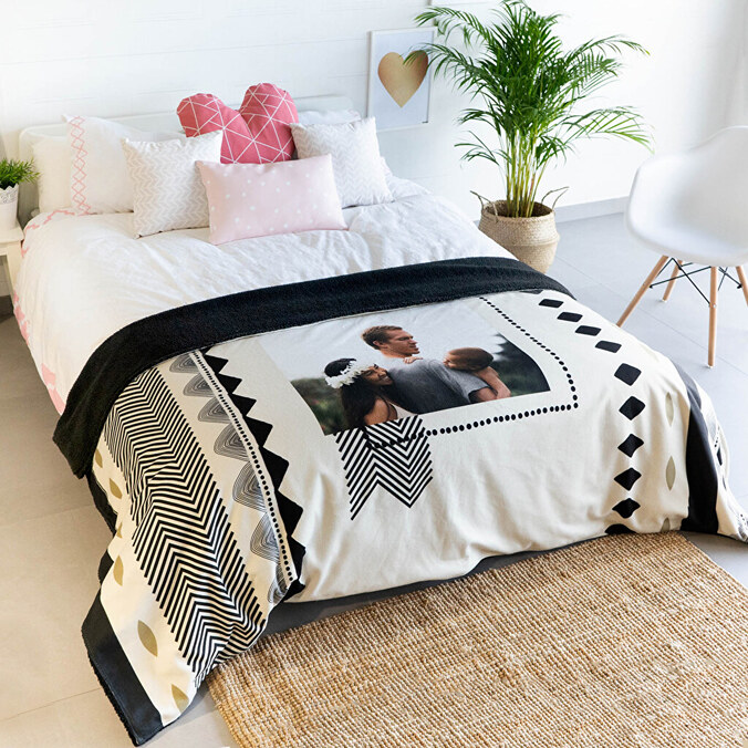 Sherpa fleece tæppe 70x105 med billede