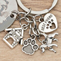 Engraved keyring with dog charms