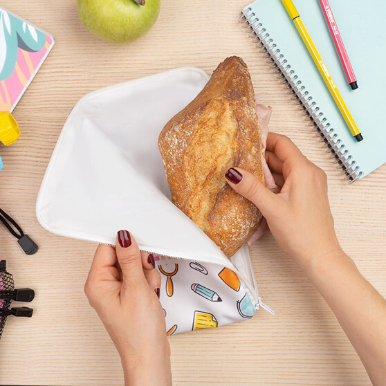 Gepersonaliseerde zak voor het vervoer van brood en snacks Gepersonaliseerde zak voor het vervoer van brood en snacks