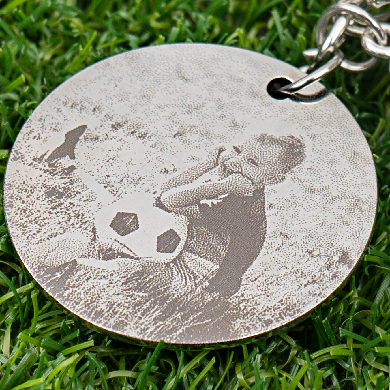 Sleutelhanger gegraveerd met voetbal