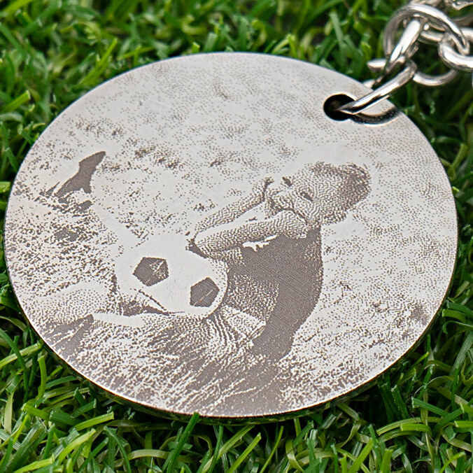 Engraved football keyring