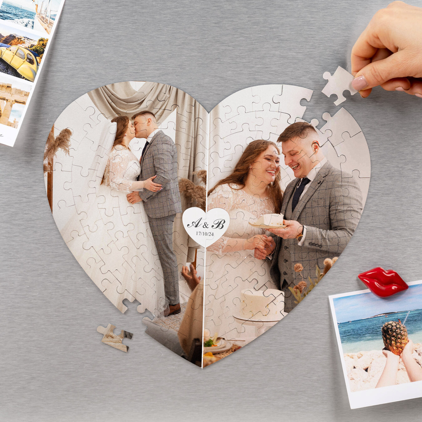 Personalised heart shaped magnetic puzzle