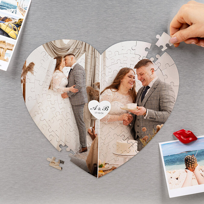 Personalised heart shaped magnetic puzzle