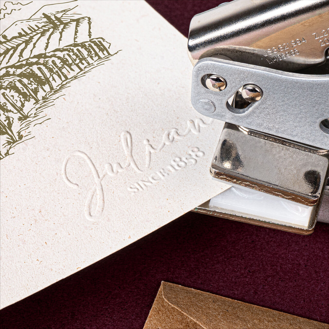 Sello seco personalizado de relieve