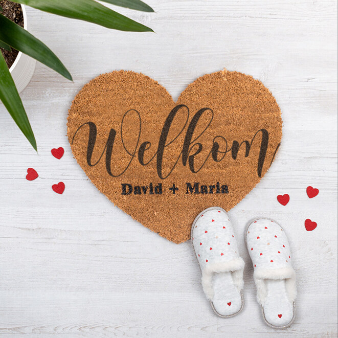 Kokosmat hart bedrukken Kokosmat hart bedrukken