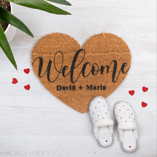 Personalizowana wycieraczka z włókna kokosowego serce Personalizowana wycieraczka z włókna kokosowego serce