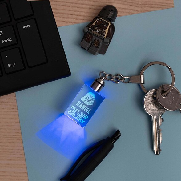 3D glazen sleutelhanger met licht graveren