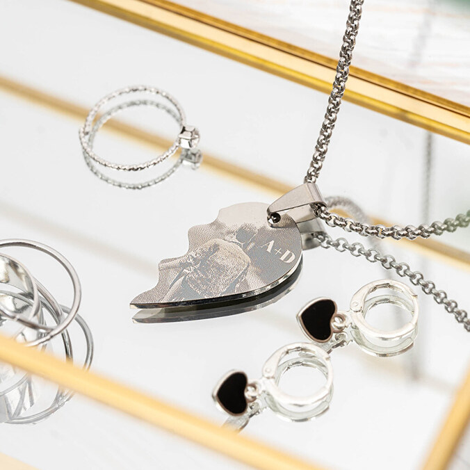 Personalised Split Heart engraved Pendant