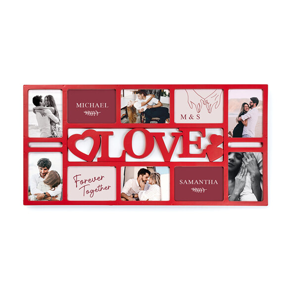 Personalised 10 multi picture frame set "love"