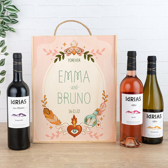 Botellas de vino con estuche personalizado Botellas de vino con estuche personalizado