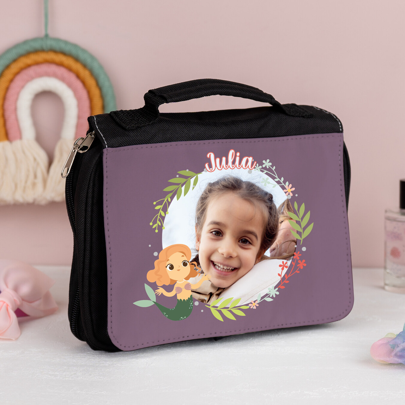 Personalised hanging toiletry bag