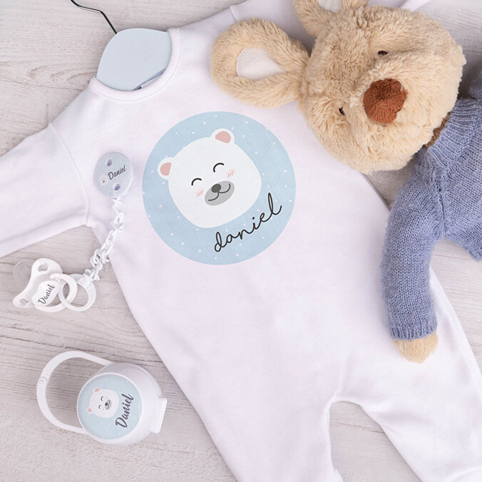 Personlig baby pyjamas med billede og navn