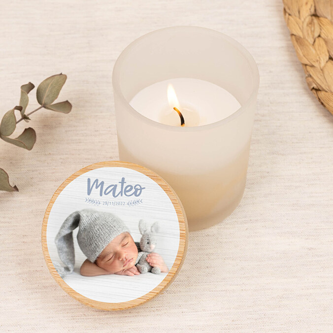Candela profumata personalizzata con coperchio in legno