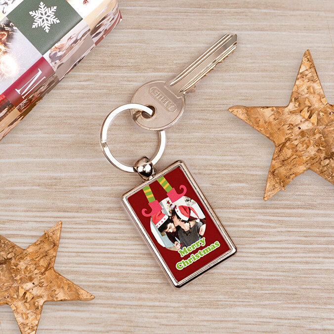 Personalised rectangular metal keyring