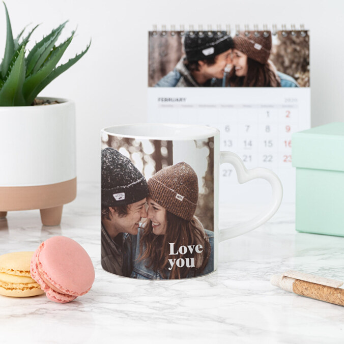Taza personalizada con asa de corazón