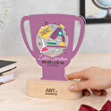 Trofeo de metacrilato copa personalizado con base madera