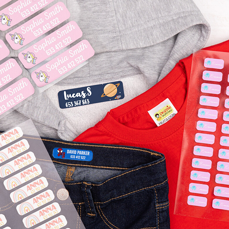pantalla dólar estadounidense finalizando Etiquetas para ropa personalizadas | Etiquetas termoadhesivas con nombre |  Wanapix