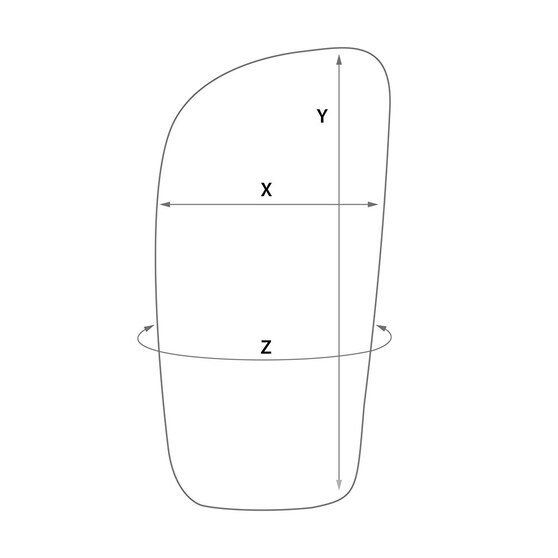 Table of measurements of our personalised shin pads