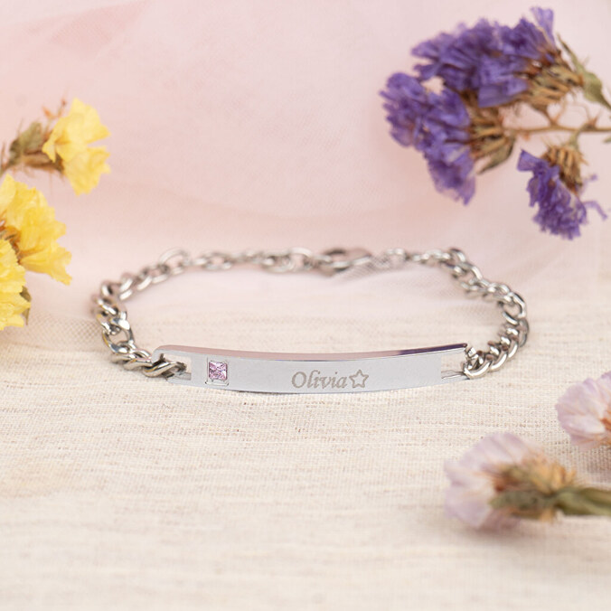 Bracciale a catena inciso per bambini