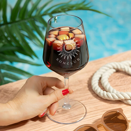Copa de vino de plástico grabada