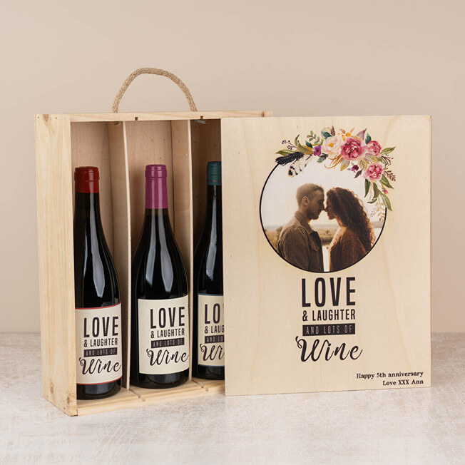Personalised wooden wine triple box Personalised wooden wine triple box