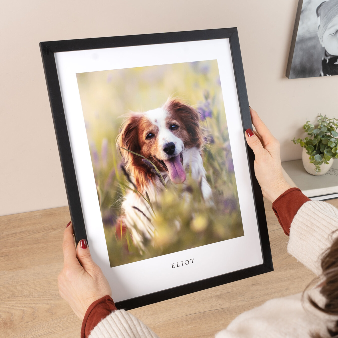 Fotoafdrukken personaliseren met houten lijst
