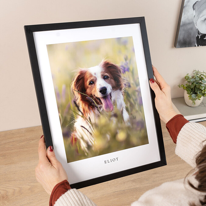 Personalised photo print with wooden frame
