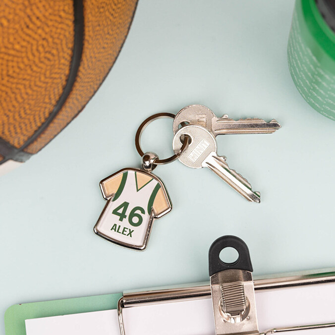 Personalised metal T-shirt shaped keyring