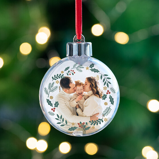 Personalizovaná vánoční koule s rodinnou fotografií
