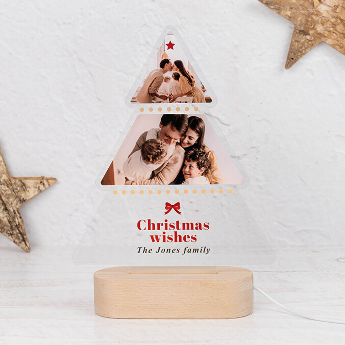 Personalised 3D lamp tree with wooden base
