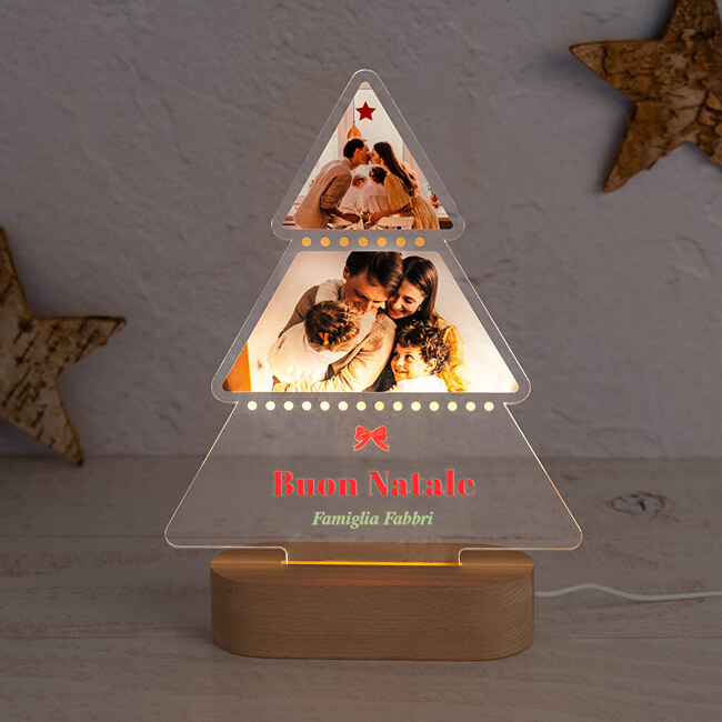 Lampada 3D a forma di albero in legno