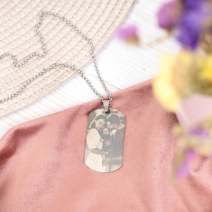 Personalised engraved long necklace