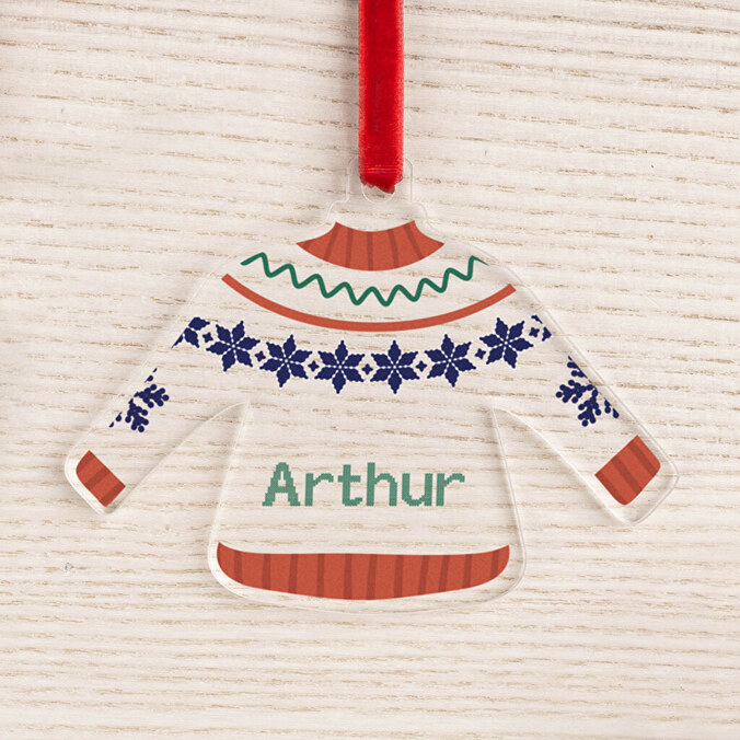 Adorno de Navidad personalizado de metacrilato con forma de jersey