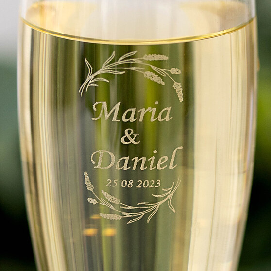 Gegraveerd kristallen glas voor cava of champagne Gegraveerd kristallen glas voor cava of champagne
