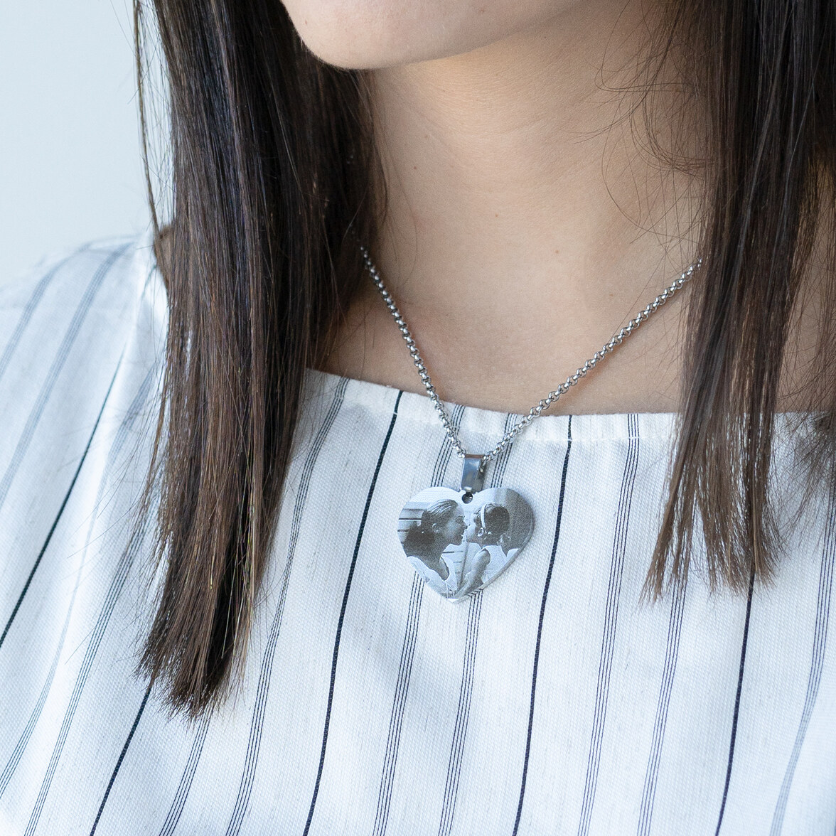 Ciondolo Cuore In Acciaio Con Incisione Personalizzata – Collana Per Lei