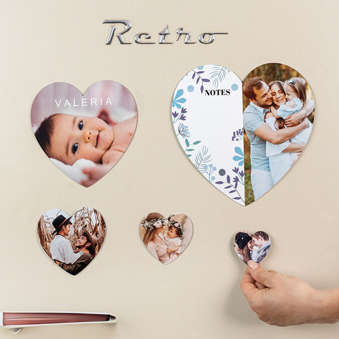 Personalised heart shaped flexible magnet 5 cm