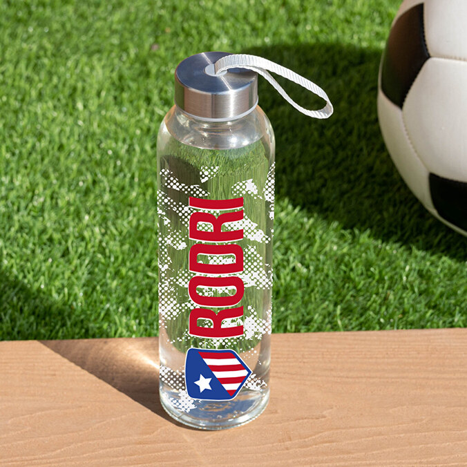 Personalised glass water bottle