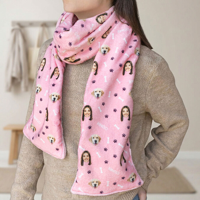 Personalised coral fleece scarf