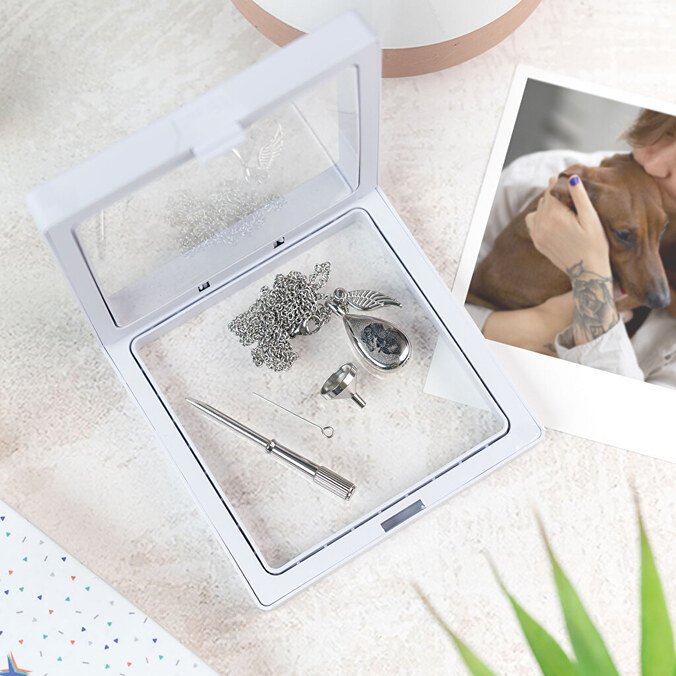 Engraved cremation ashes necklace