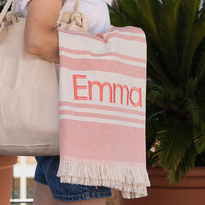 Embroidered fouta towel