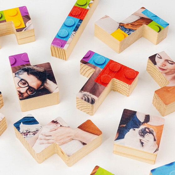 Personalised wooden tetris puzzle with photo