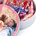 Caja de chuches y bombones personalizada redonda