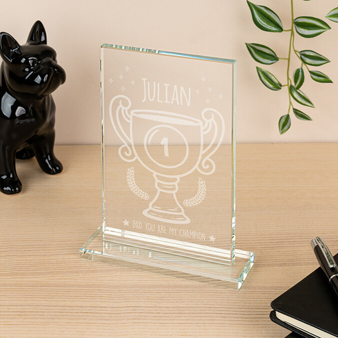 Personalised rectangular glass trophy plaque