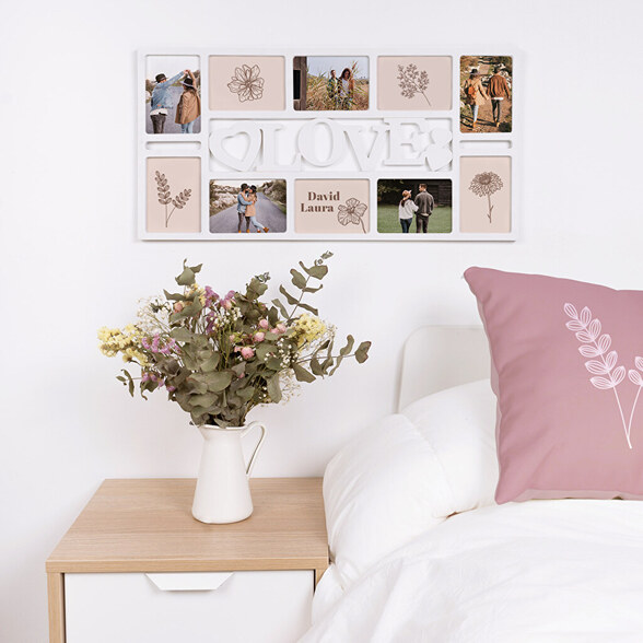 Personalised 10 multi picture frame set "love"
