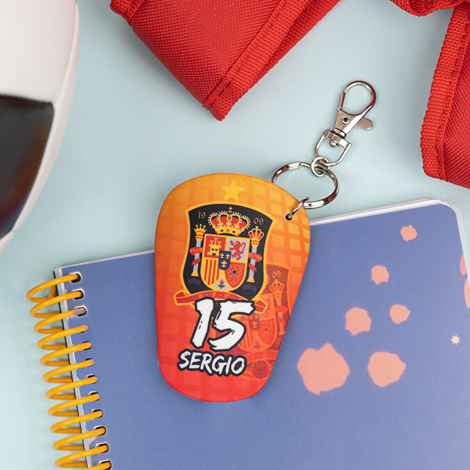 Llavero espinillera personalizado