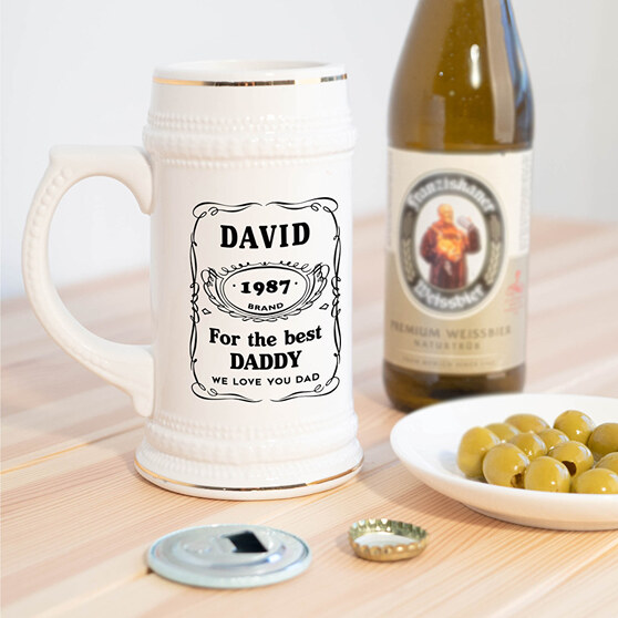 Personalised beer mug as a birthday gift