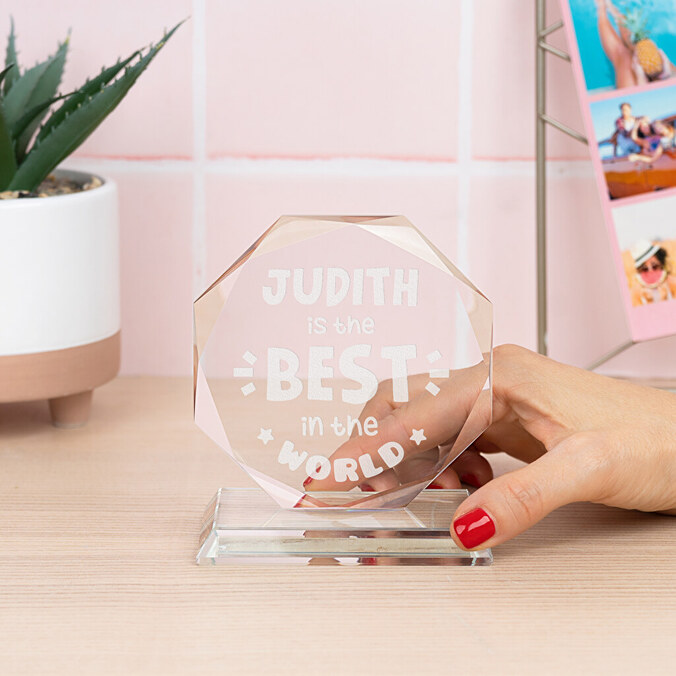 Trofee Glas Achthoekig Klein