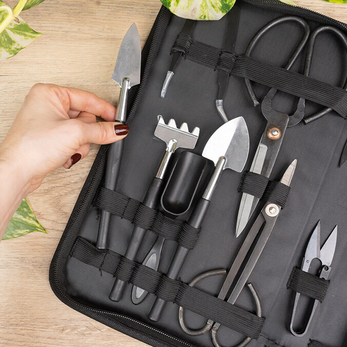 Kit di attrezzi da giardinaggio con astuccio personalizzato