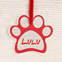 Personalised paw shaped acrylic Christmas ornament
