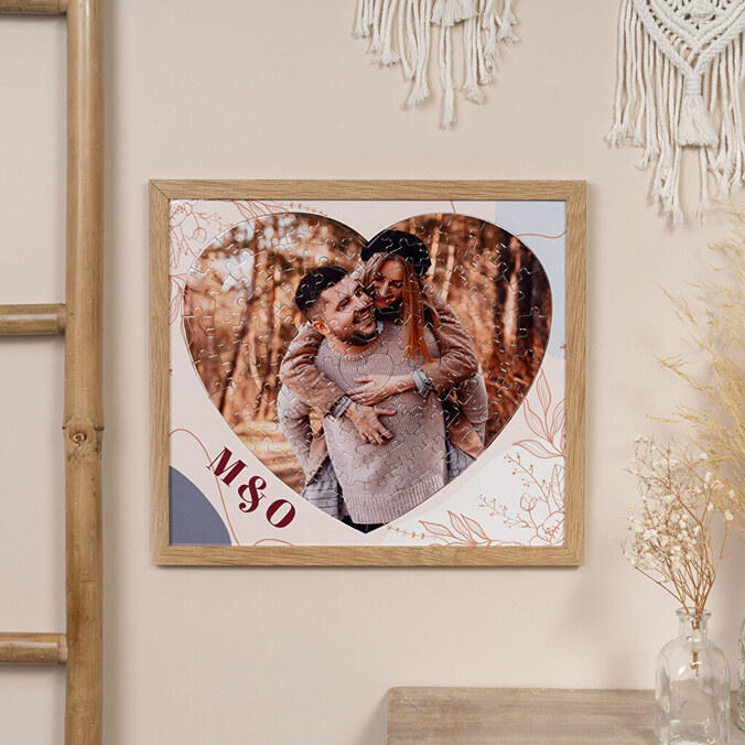 Personalizowane puzzle kartonowe serce, w ramie
